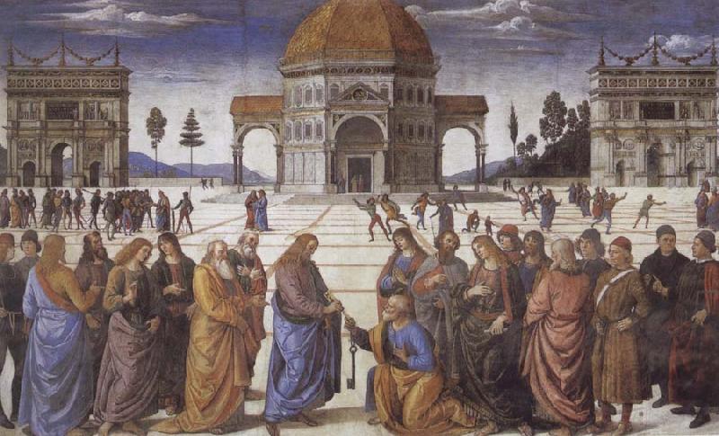 Pietro Perugino Christ giving the Keys to St.Peter Sweden oil painting art